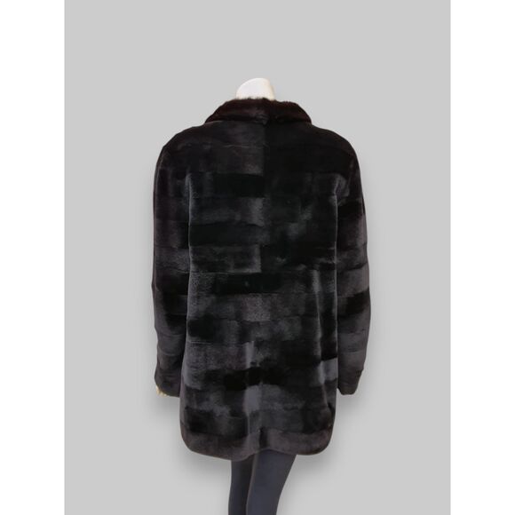 Vintage Black Brown Sheared Mink Reversible Jacket -Medium/Large - Picture 10 of 16